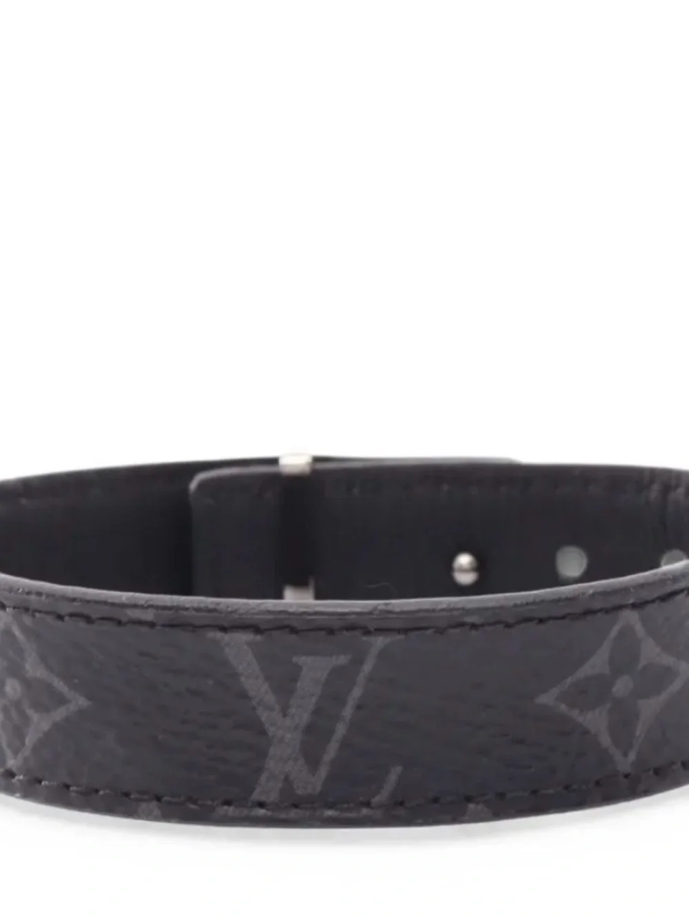 Louis Vuitton Black Monogram Cuff Link with Silver LV Emblem